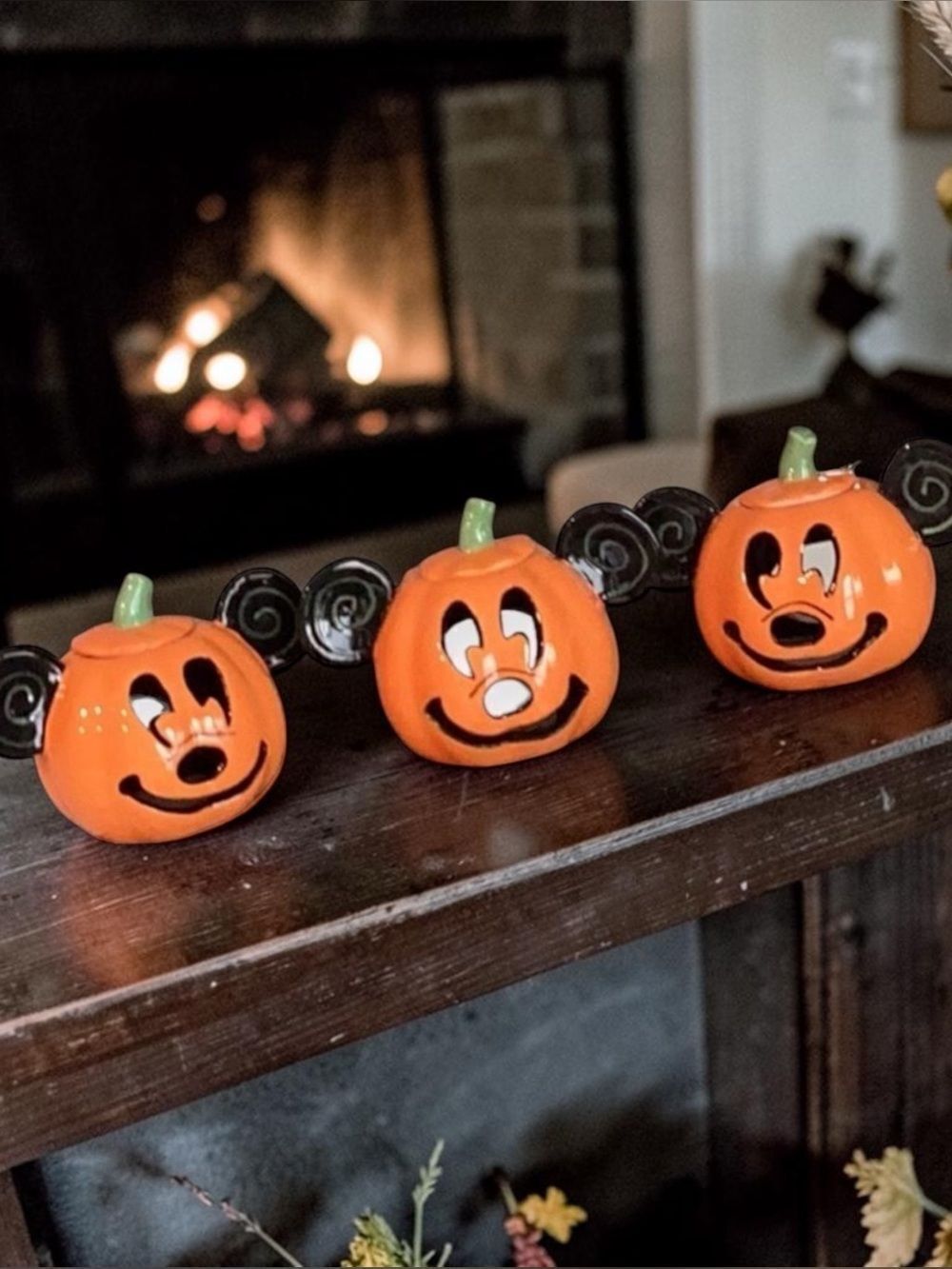 Mickey Jack O Lantern Set of 3 Votive Candle Holders